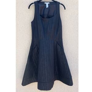 ICB New York Black Shimmery Dress 6 Cutout Pockets